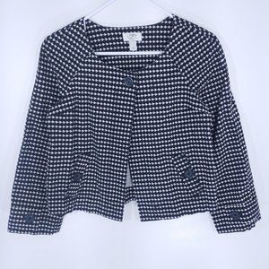Ann Taylor Loft Petites Patterned Jacket Italian Black/Off White Size SP